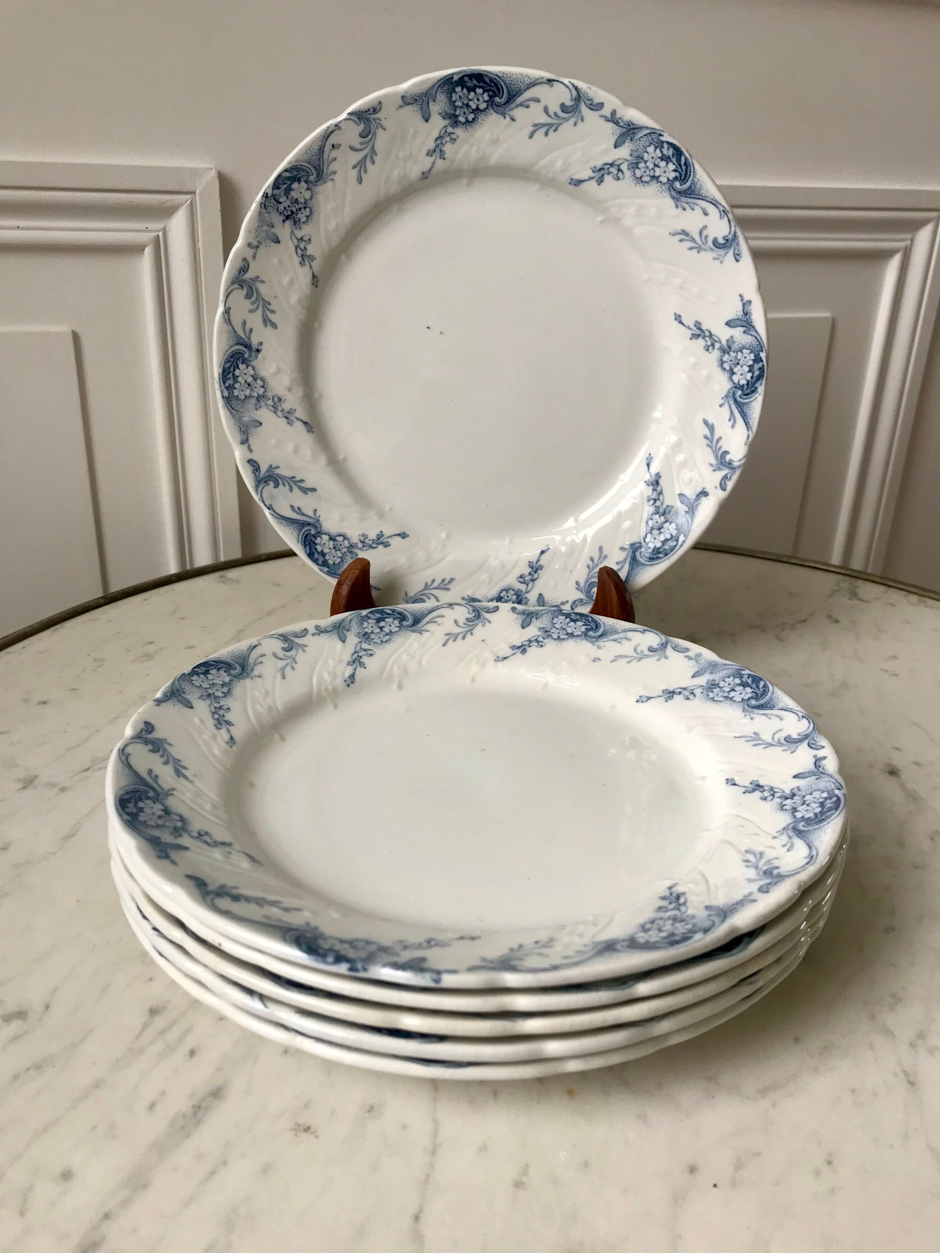 set of 6 dessert plates in K&G Lunéville Ironstone, "Angèle" model, late 19th century