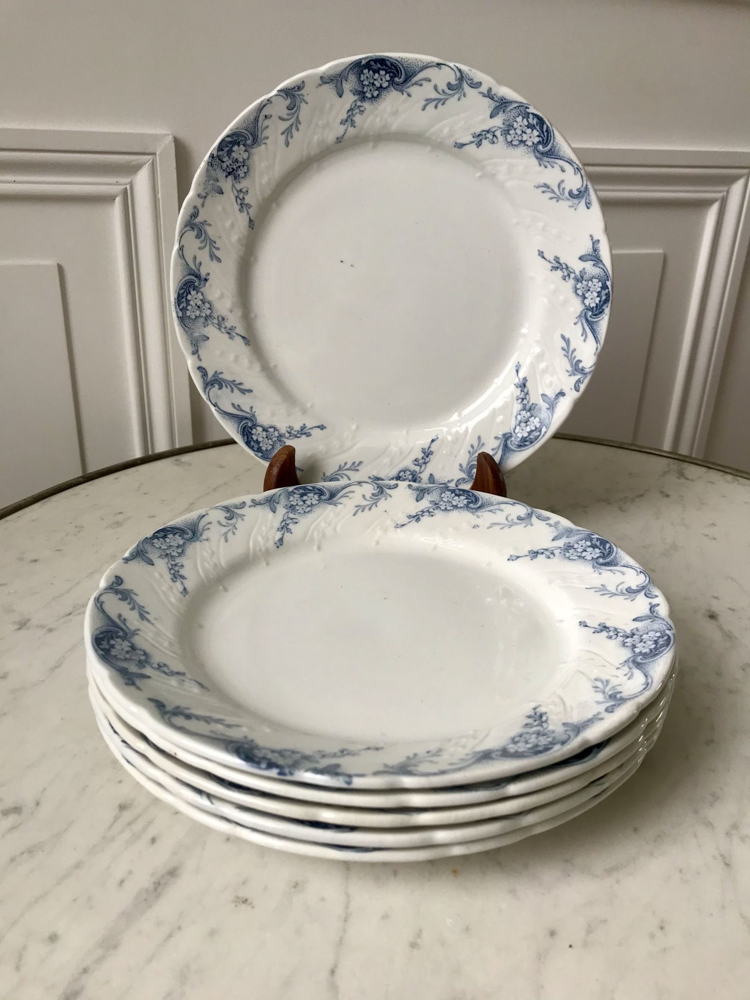 set of dessert plates in K&G Lunéville Iron Earth model "Angèle" late 19th century