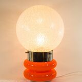 Lampe base en verre orange années 70