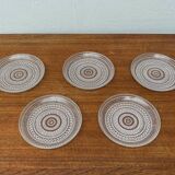 Set of 5 vintage Finnish glass plates from the Kastehelmi series by Oiva Toikka for Iittala.