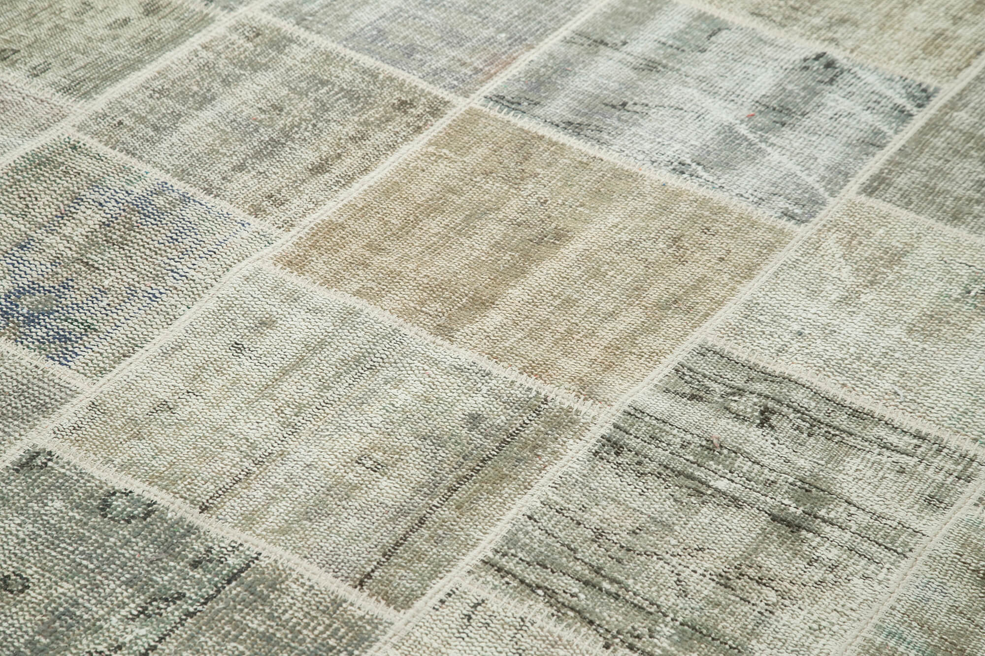 Handwoven anatolian contemporary 173 cm x 246 cm grey patchwork carpet