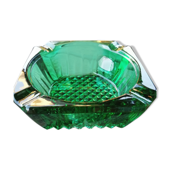 Green glass ashtray