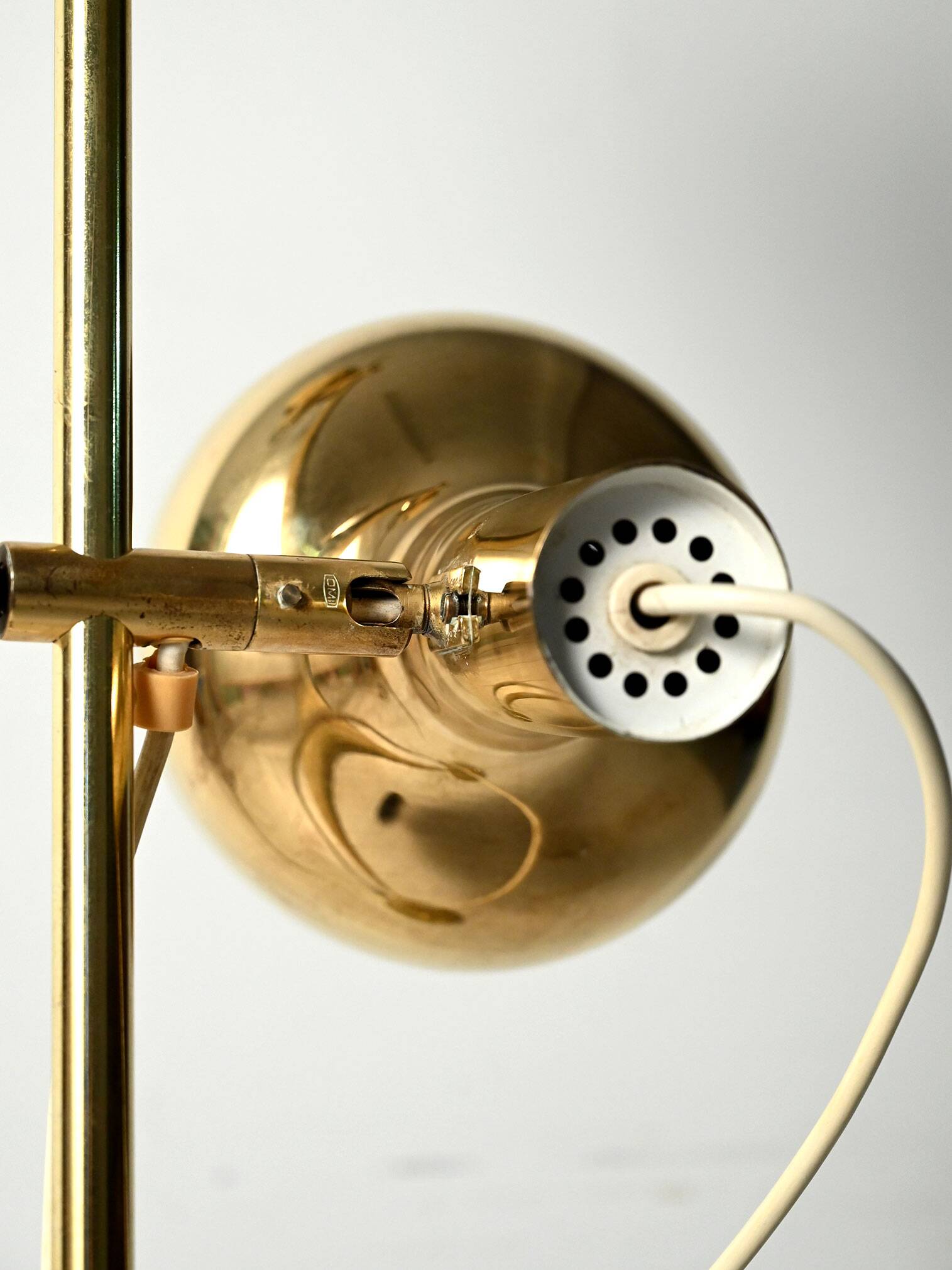Scandinavian brass floor lamp with two adjustable light point