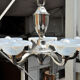 Opalescent chandelier in chrome metal