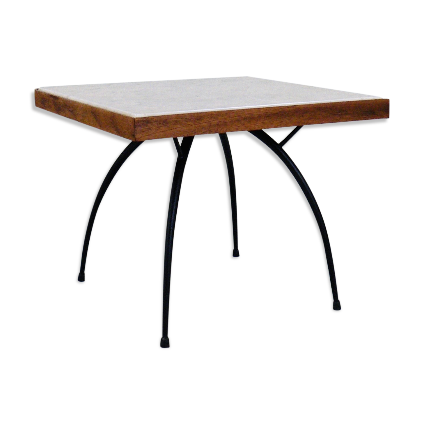Marble and steel side table