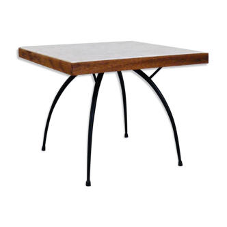 Marble and steel side table