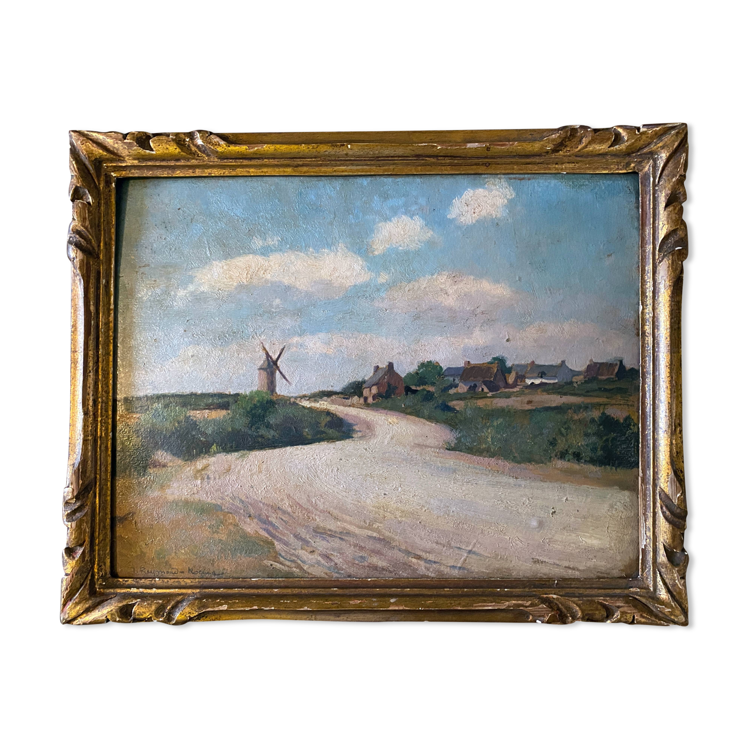 Hsp painting jules raymond koenig (1872-1966) "the road from guérande to escoublac"