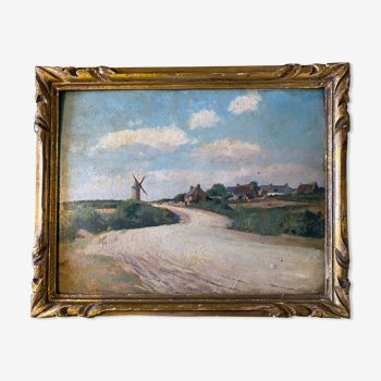 Tableau hsp jules raymond koenig (1872-1966) "la route de guérande à escoublac"