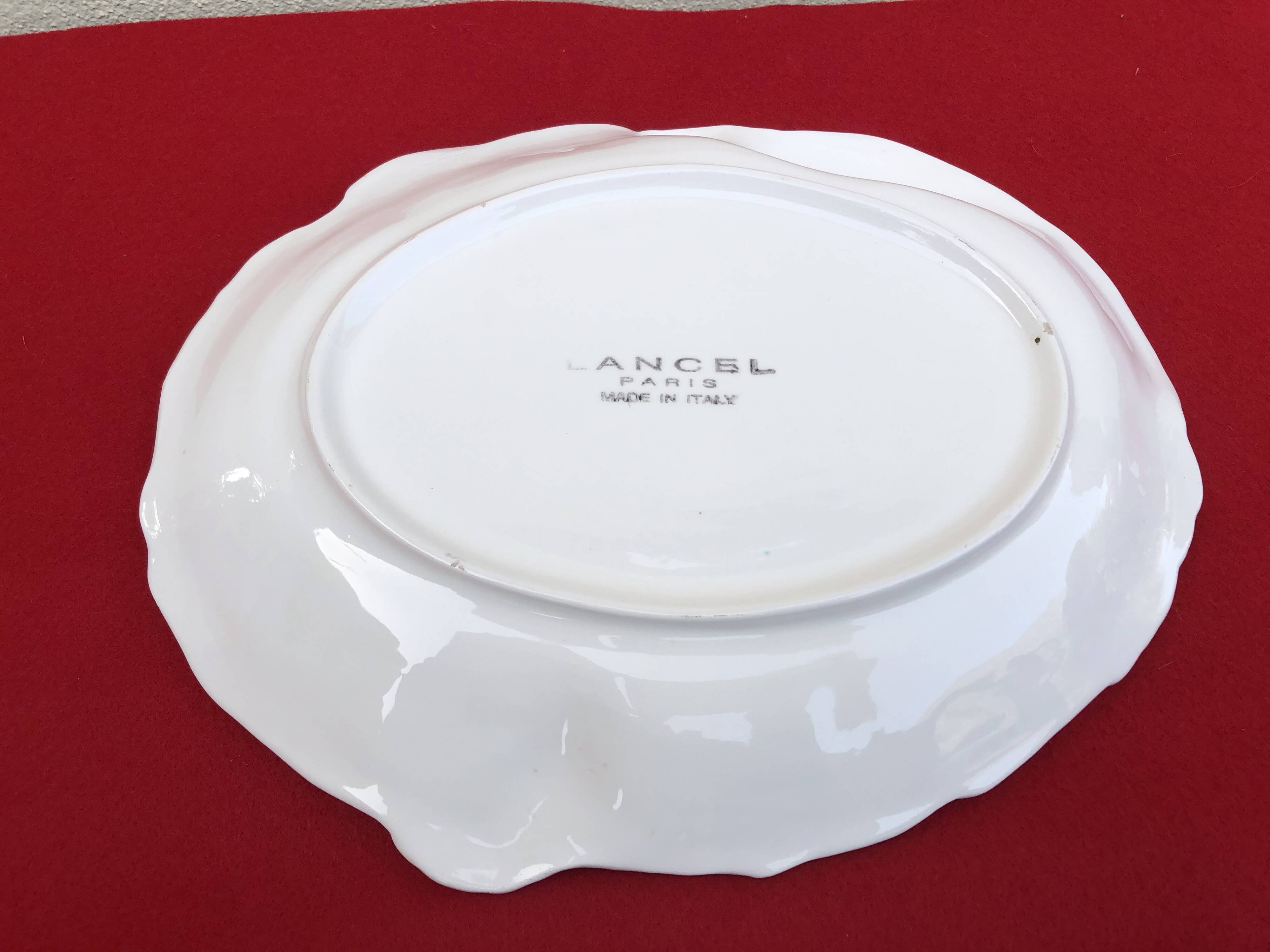 Lancel Paris ceramic dish with embossed parrot decoration