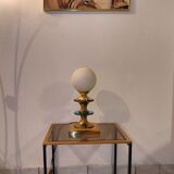 Lampe vintage laiton et opaline 1970