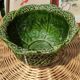 Saladier en barbotine vintage, feuilles de choux