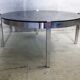 Table low vintage smoked glass and chromed metal