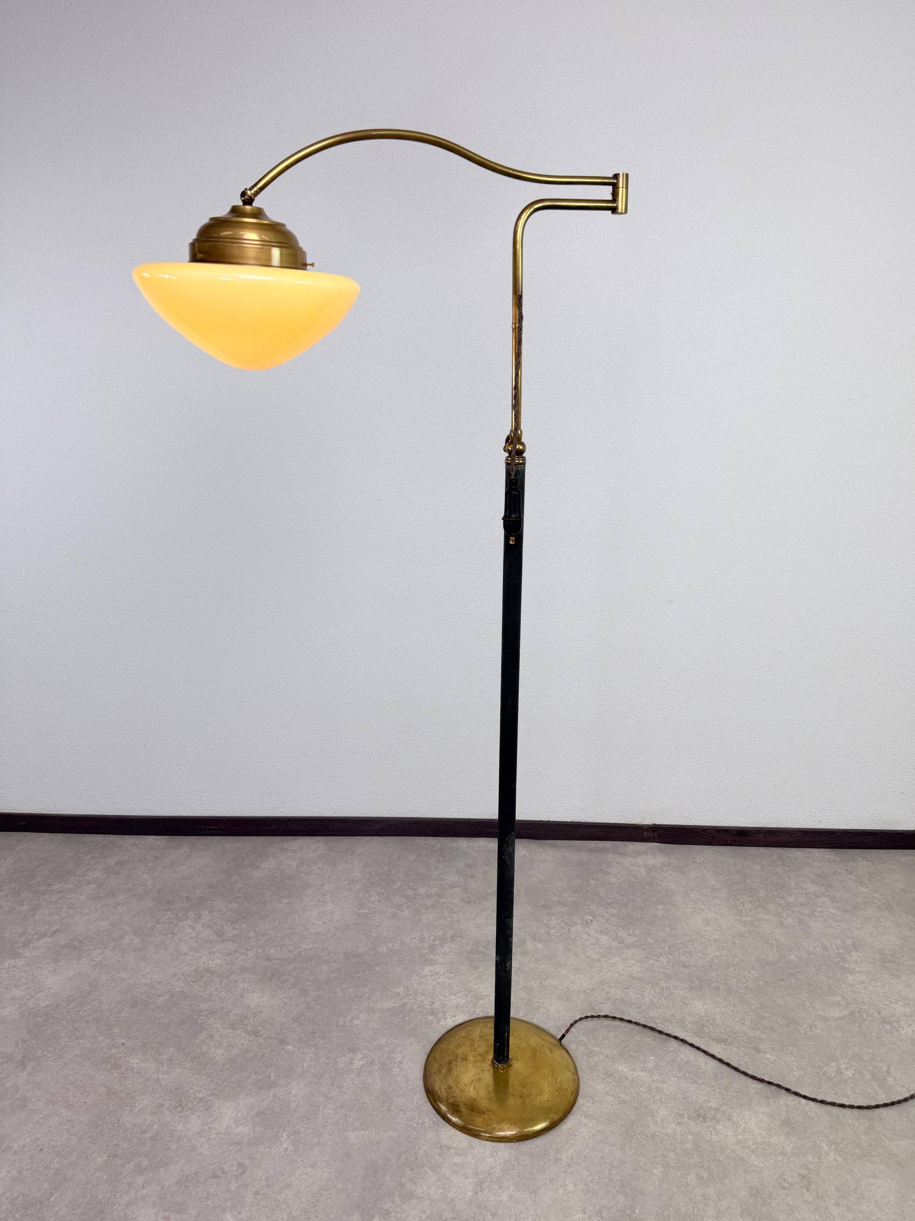Art Deco brass floor lamp with adjustable height
