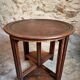 Vintage oak nesting tables set, round coffee table from the 1960s with two integrated side tables.