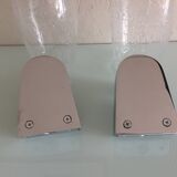 Pair of vintage 1970s-80s glass and chrome wall lights with teardrop shapes