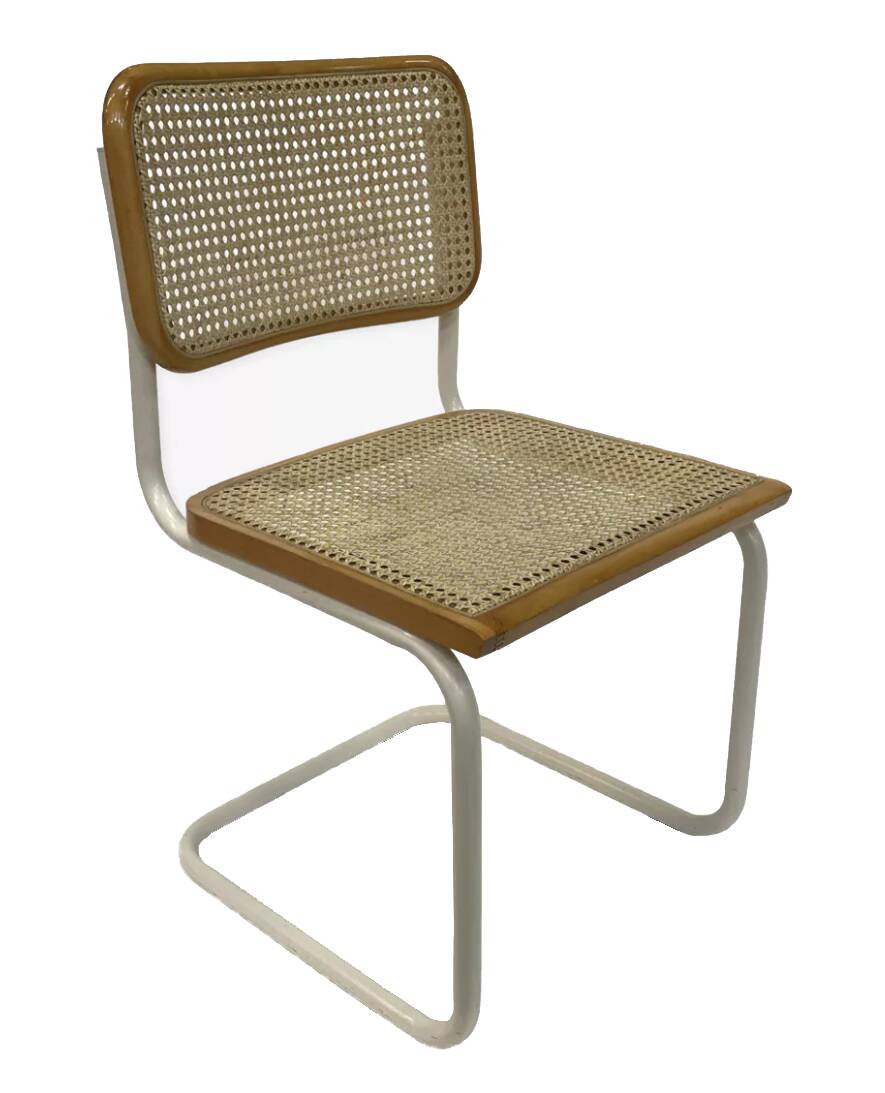 Cesca chair b32 model in white and wood by Marcel Breuer