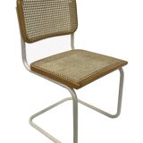 Cesca chair b32 model in white and wood by Marcel Breuer