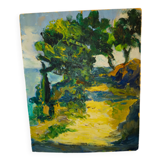oil on panel by the Italian painter Mietta Benassi, 1950s/1960s