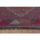 1970s Vintage Turkish Oushak Handmade Wool Cotton Purple Runner Rug 74x355