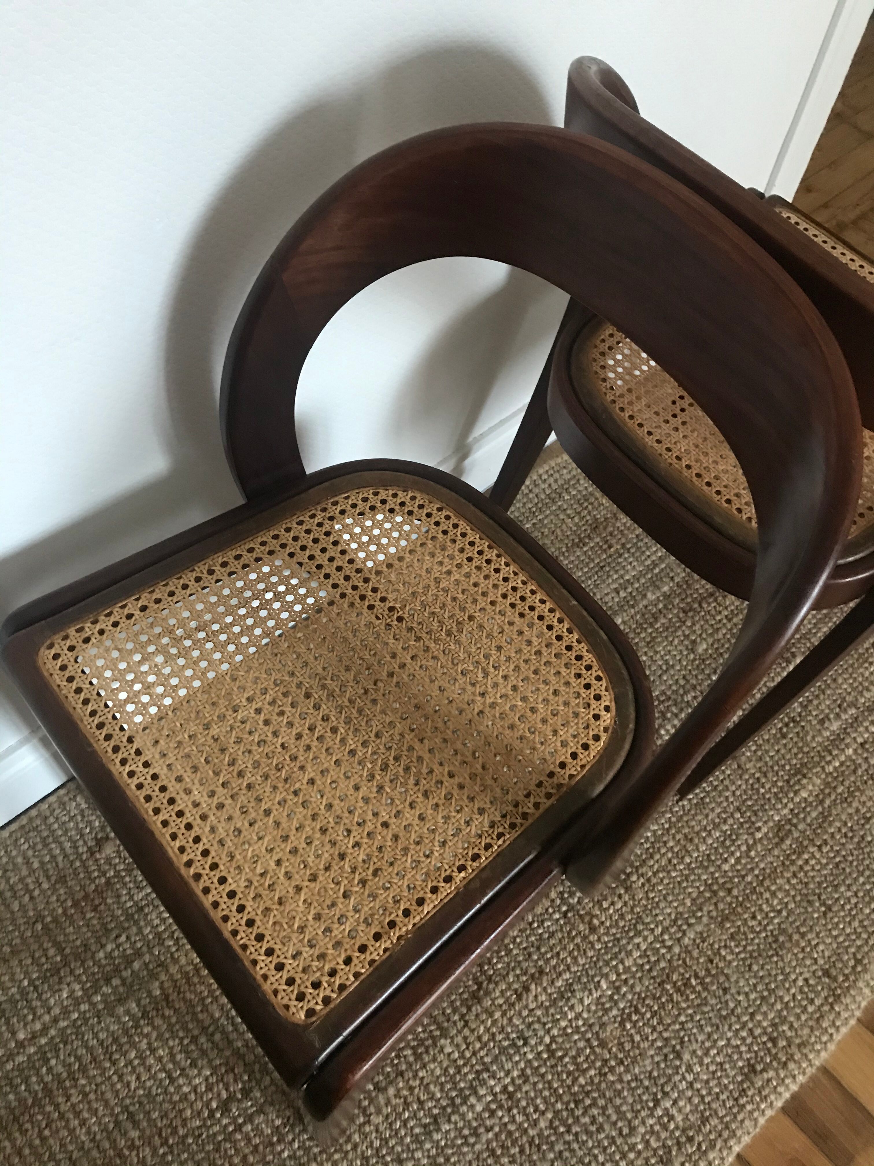 Pair of Baumann canne gondole chairs