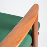 Scandinavian armchair "Stefan", restored, 60s, green bottle velvet
