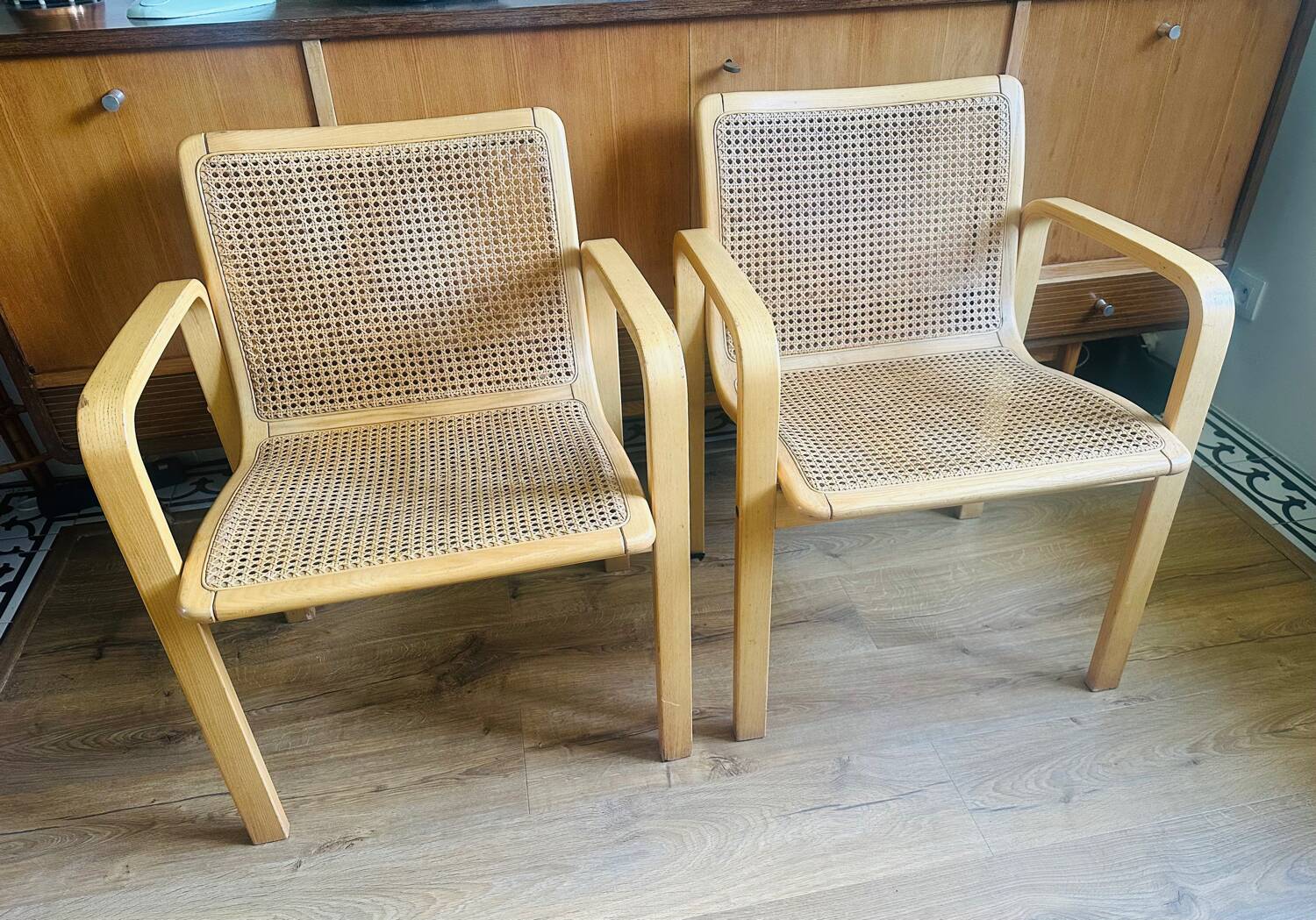Chaises Olivo Pietro 70' cannage et bois
