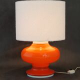 1970s Glass Table Lamp with Boucle Fabric Shade, Italy