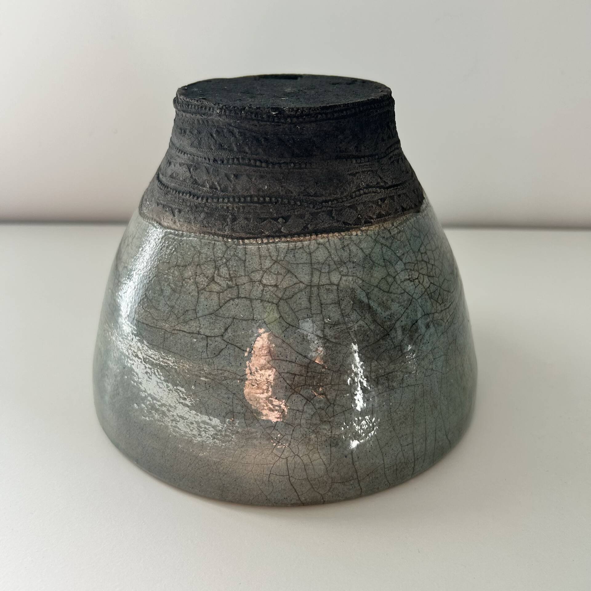 Celadon raku bowl