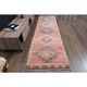 1970s vintage Turkish Oushak handmade wool cotton red area rug 89x344