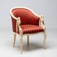 Trüggelmann - Swan neck armchair - Marble and gold base, poppy red damask