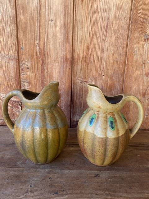 Old ceramic jug in the shape of a gourd by Louis Lourioux