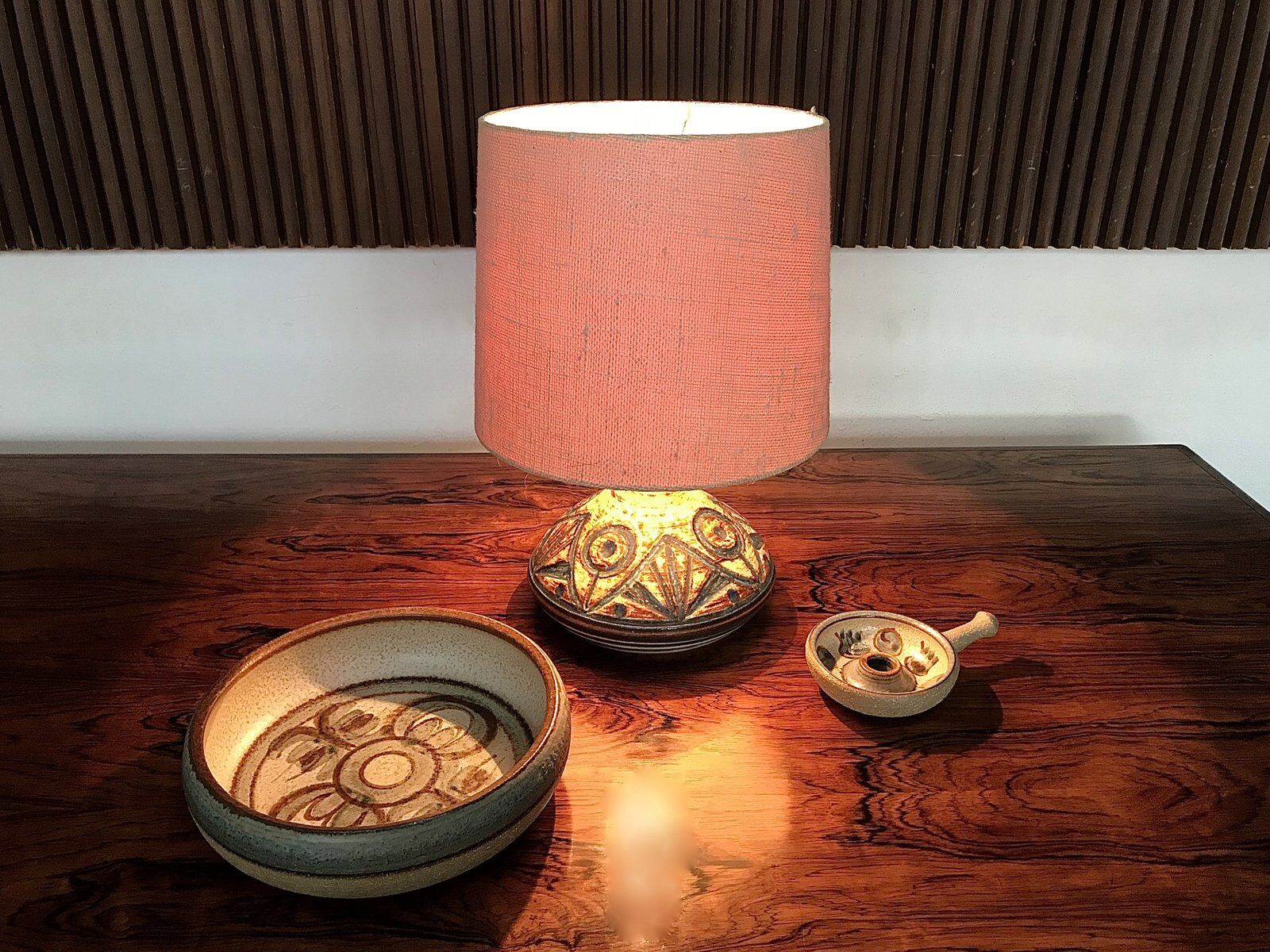 Ceramic table lamp, bow and candle holder by Noomi Backhausen for Søholm