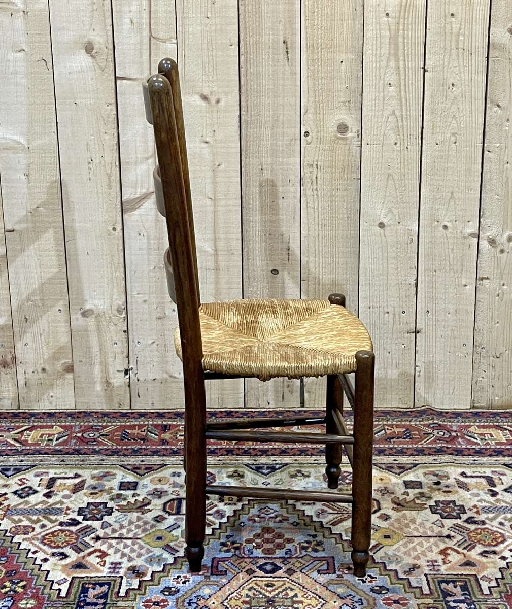 Suite of 8 oak chairs and straw seats - 1950s work