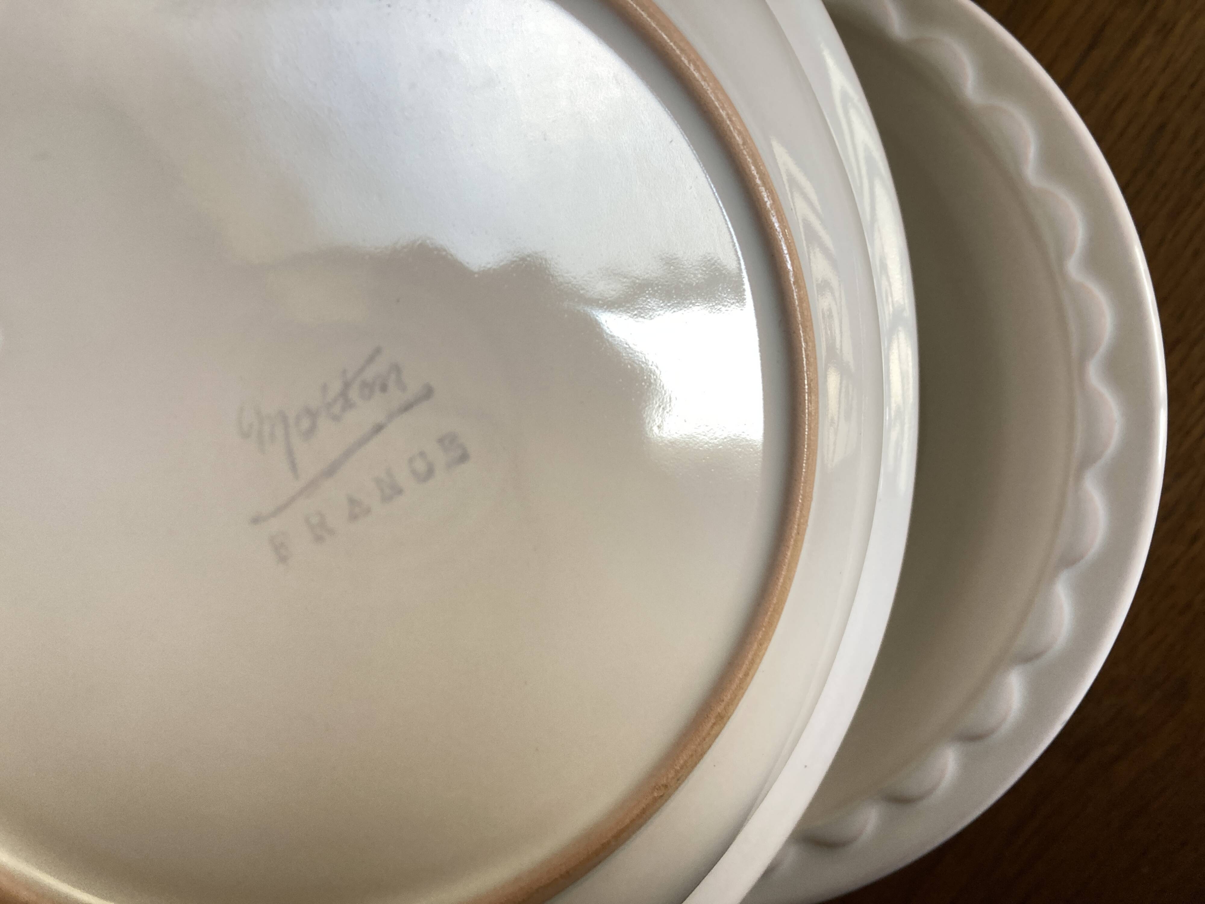 Set de 8 assiettes creuses Festons de Pierre Motton pour Gien 1970