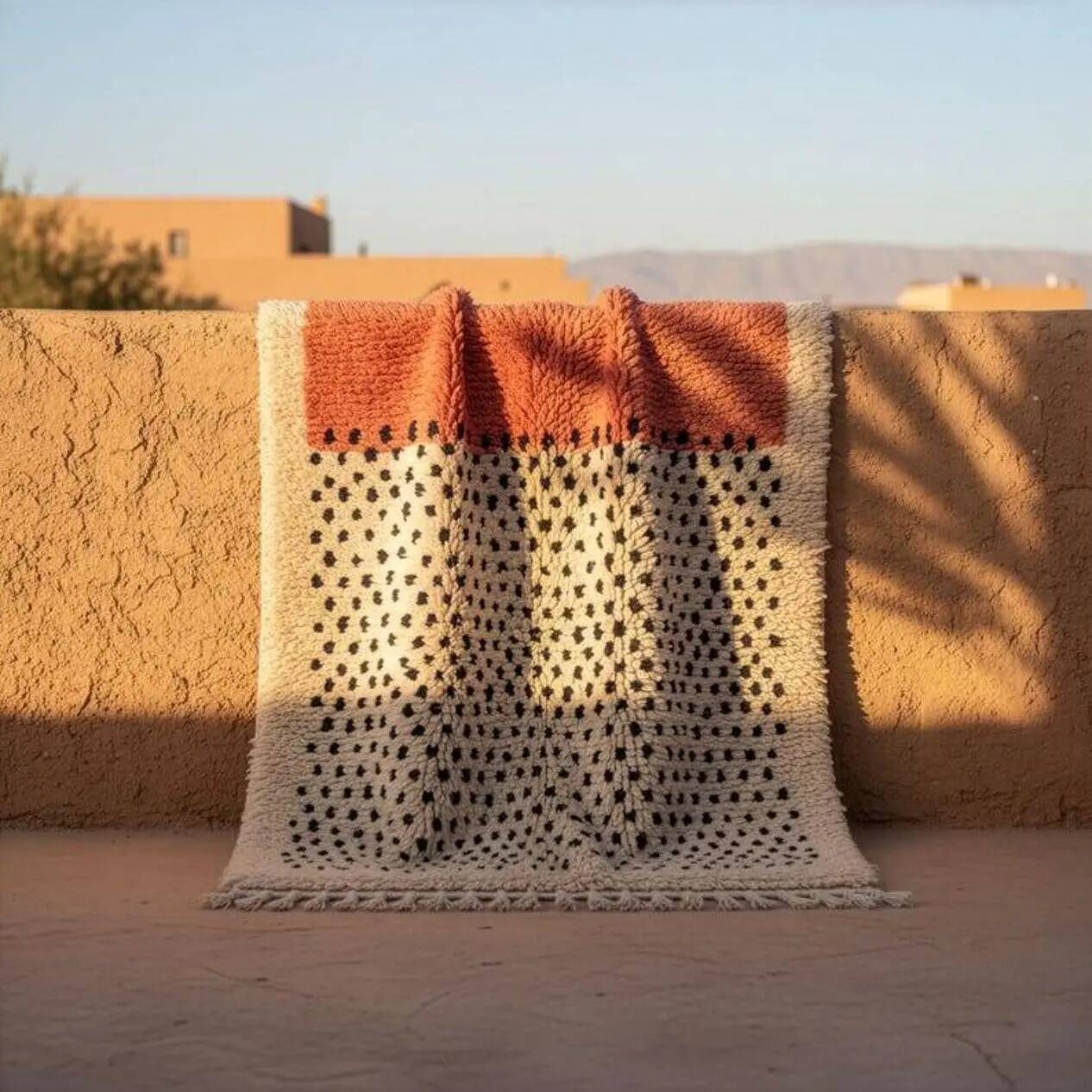 Tapis tissé à la main 250x150 cm, laine, rose, Maroc