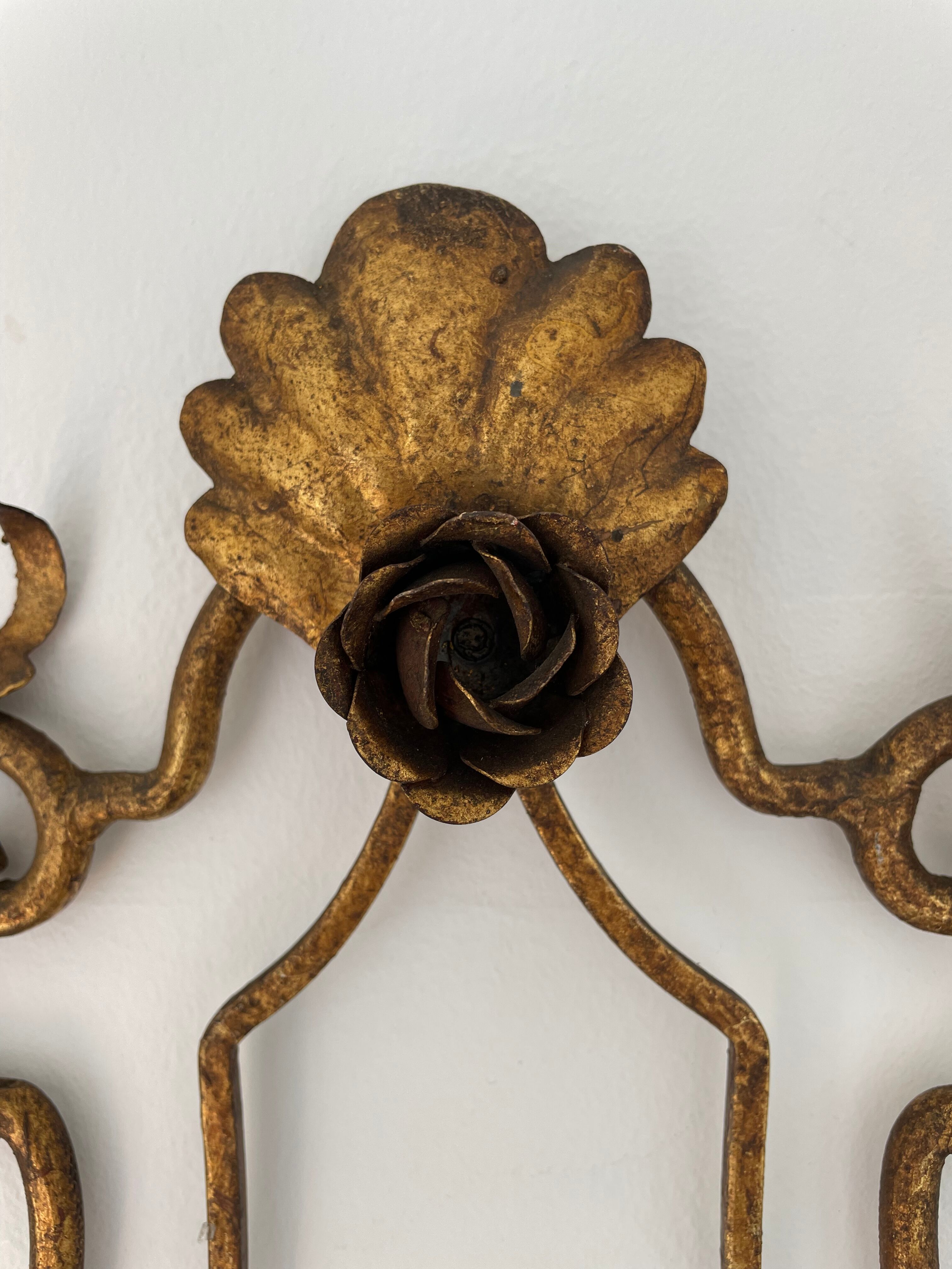 Pairs of sconces with 3 brass fires early XXth