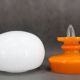 1970s Stepan Tabery Orange Glass Mushroom Table Lamp, Czechoslovakia