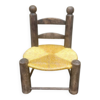 Antique wooden and straw child's chair