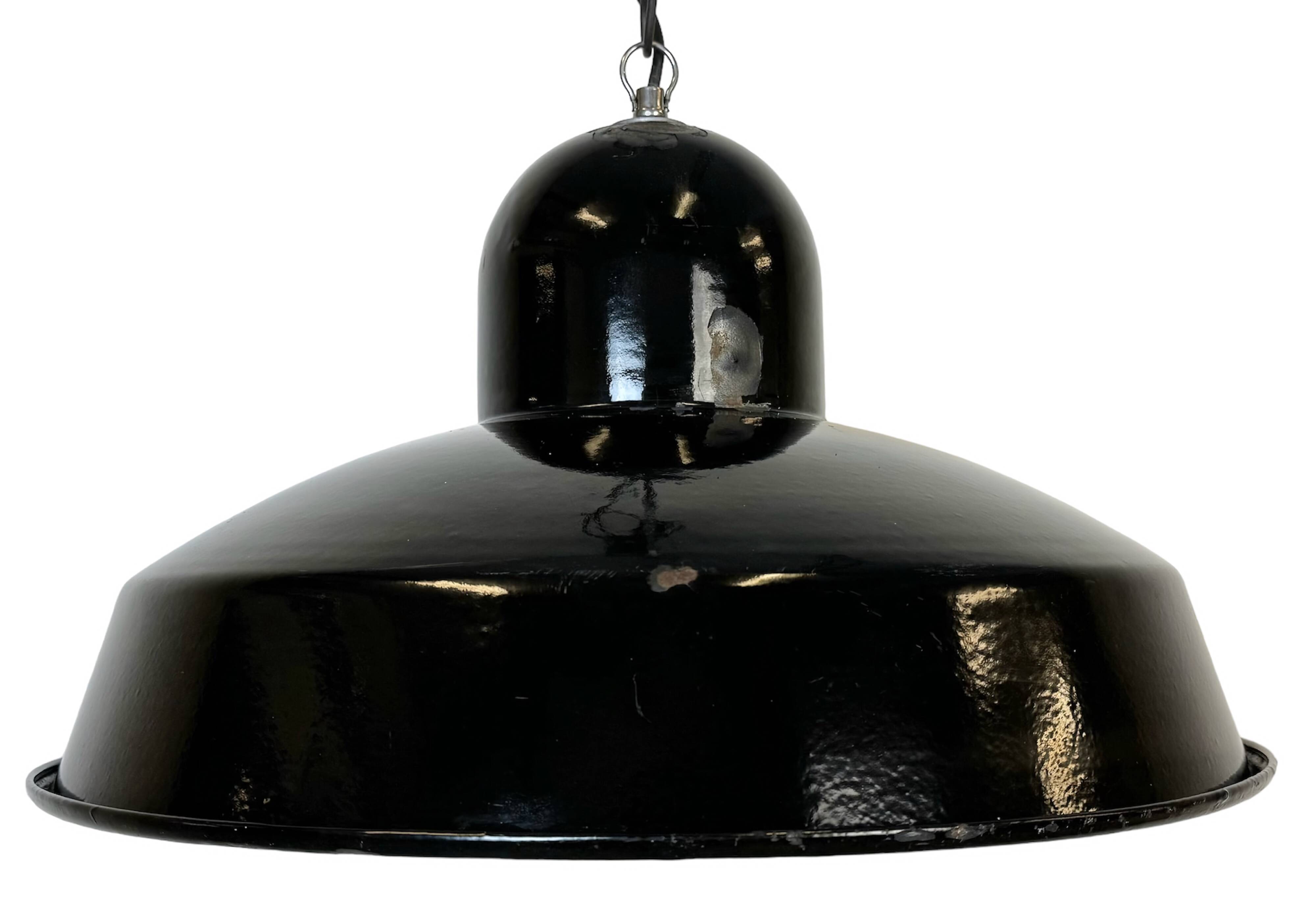 Industrial Black Enamel Factory Pendant Lamp, 1960s