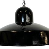 Industrial Black Enamel Factory Pendant Lamp, 1960s