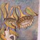Oil on canvas, faded sunflowers