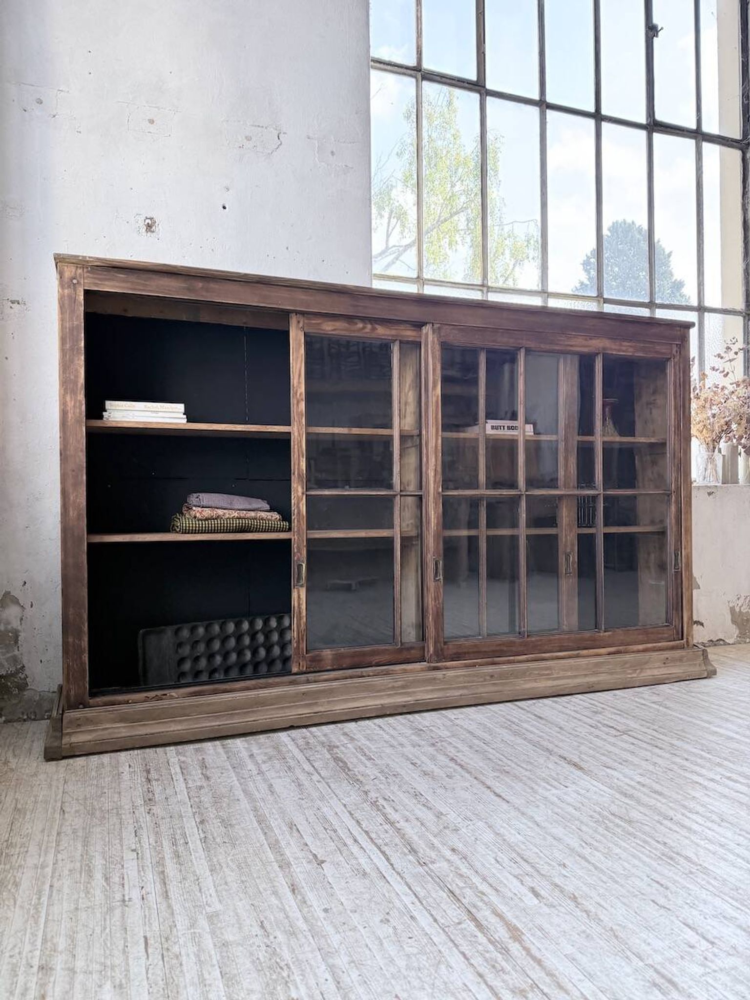 XXL industrial sideboard with glass doors