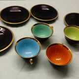 4 cups and saucers Salins earthenware