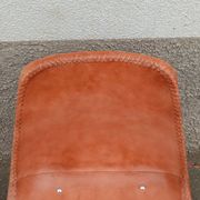 Set of 6 leather chairs with black metal frame