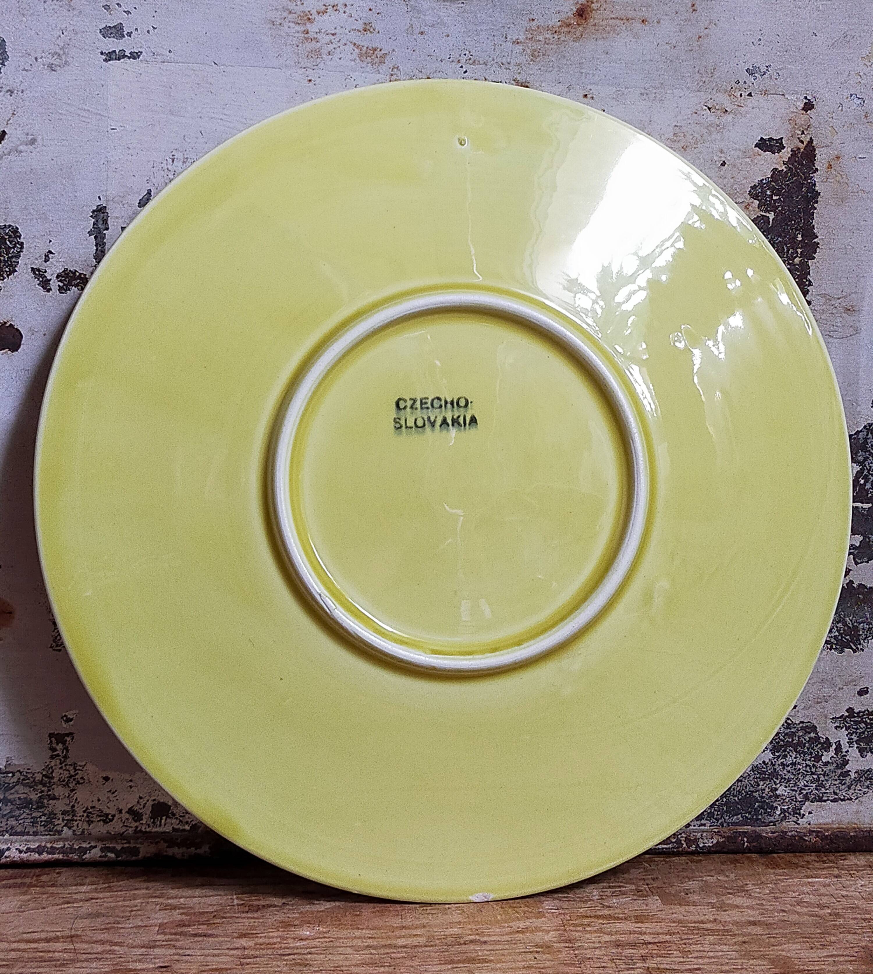 Six vintage Czech ceramic dessert plates