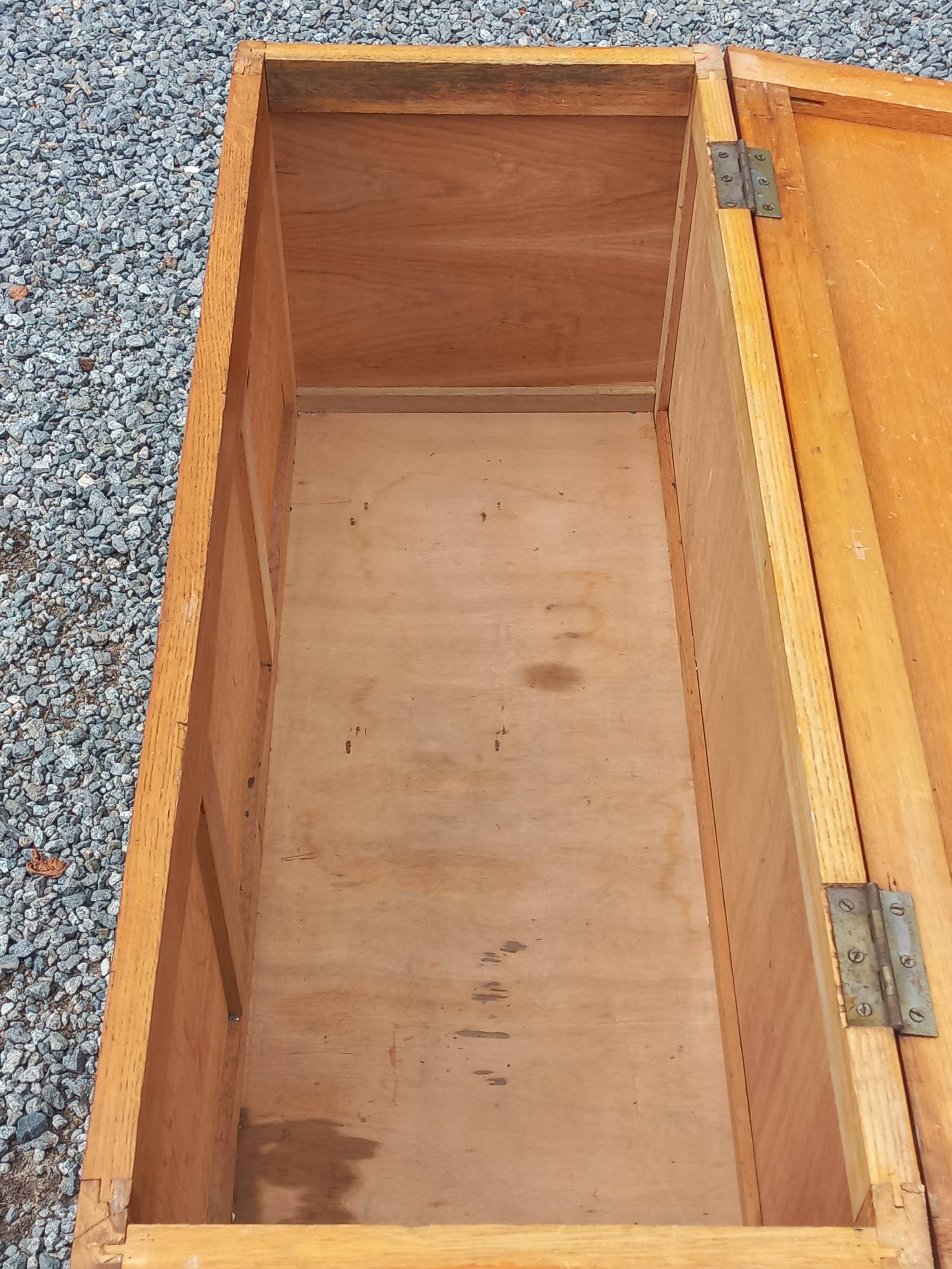 Vintage 1950s oak chest with compass feet