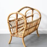 Vintage rattan magazine rack