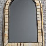 Miroir artisanal vintage en os et laiton 32x47cm