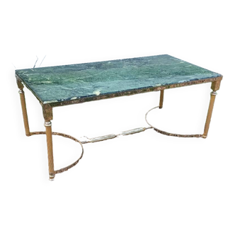 Table basse ancienne plateau marbre vintage