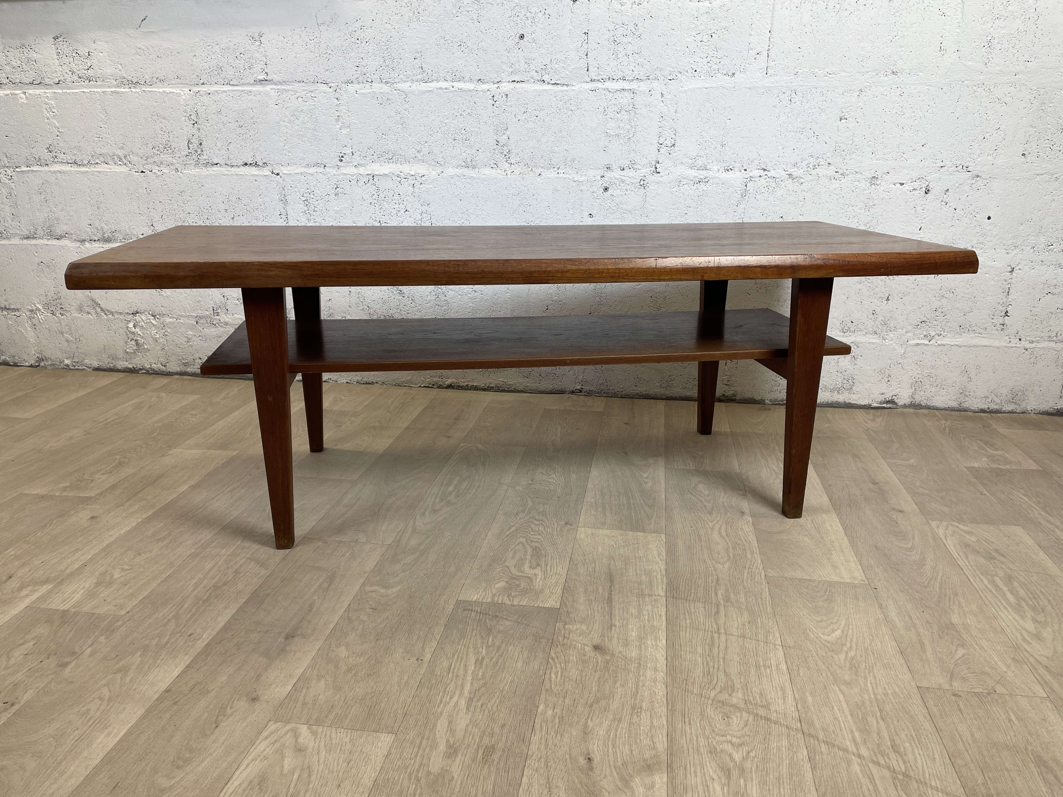 Vintage Scandinavian teak coffee table with double top, 60s